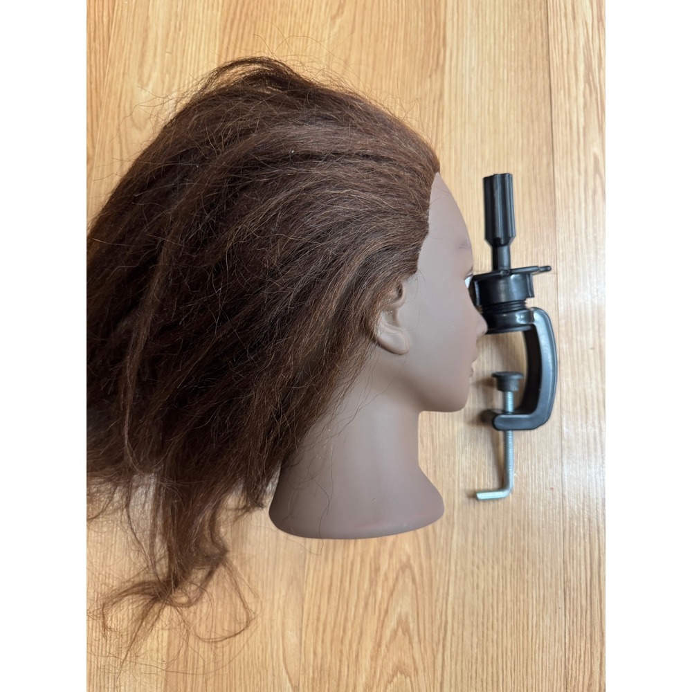 Styling Mannequin Head With Brown Hair For Cosmetology Training And Display